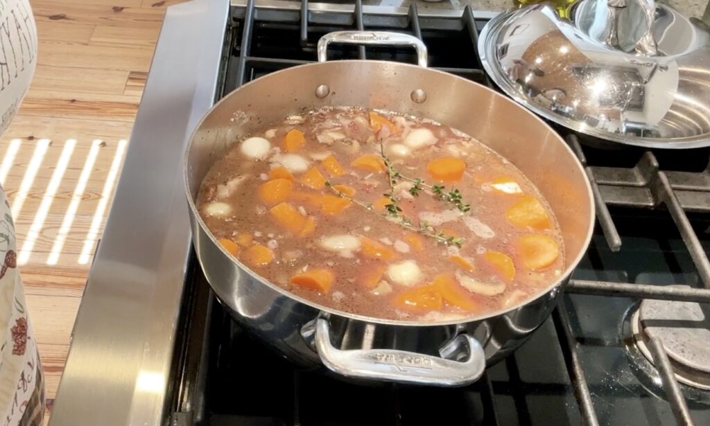 Easy Chicken and Red Wine Stew add thyme