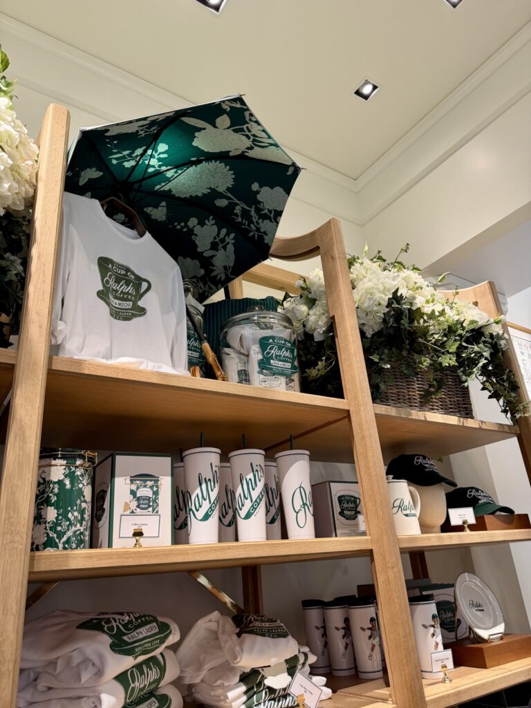 A picture of Ralph's coffee merchandise at the Newport Beach location