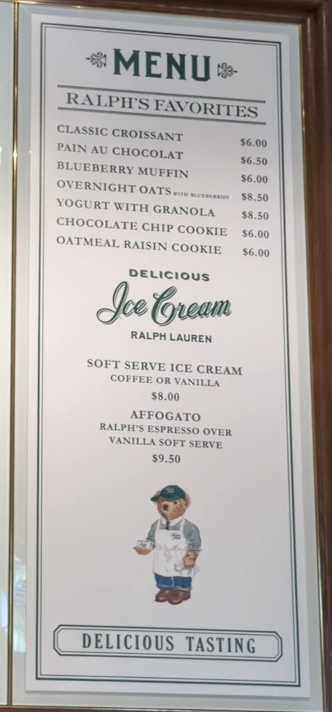 A picture of Ralph's coffee menu from March 2026