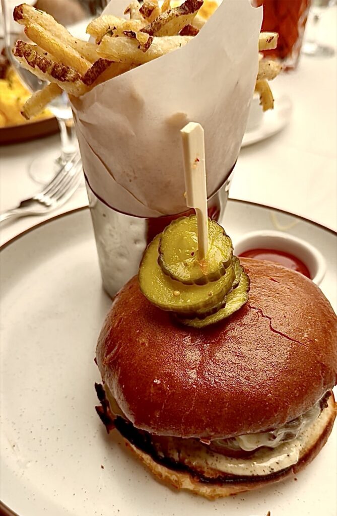 A picture of a burger and fries at Baltaire