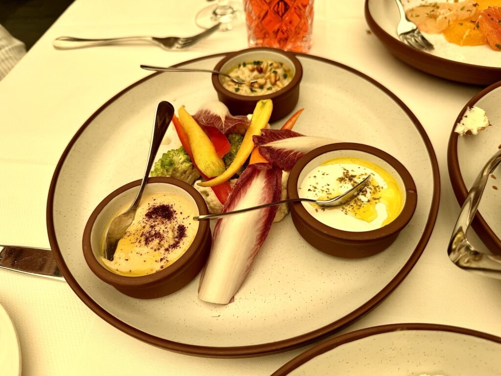 Brunch at Baltaire a picture of hummus, babaghanoush, and labne