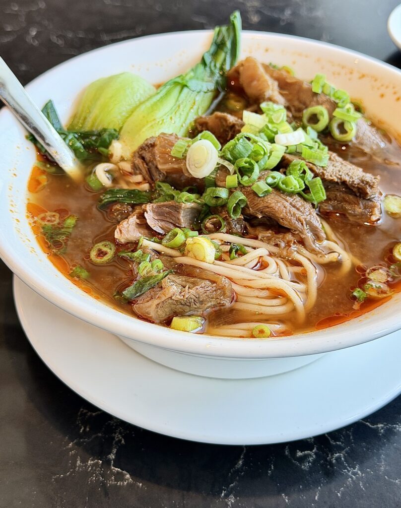 A picture of Braised Beef Noodle Soup from Din Tai Fung.