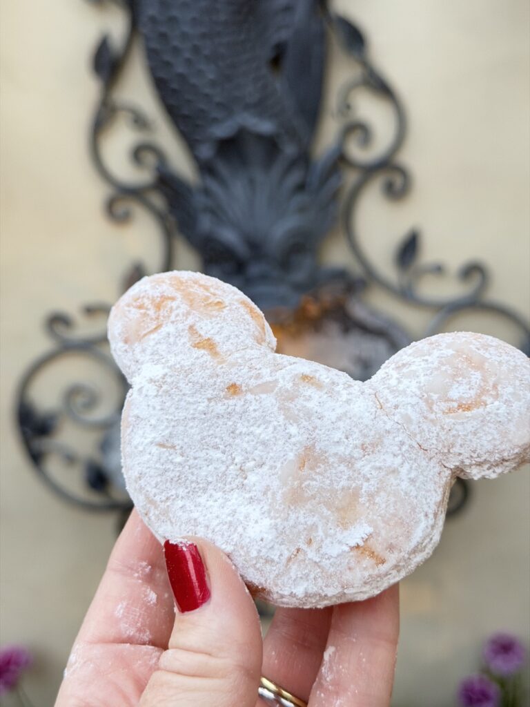 A picture of a Mickey beignet from Disneyland.