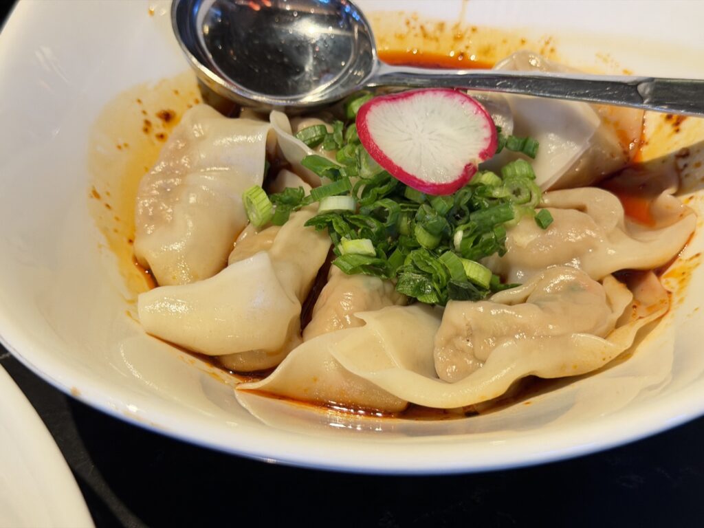 A picture of spicy wontons from Din Tai Fung.