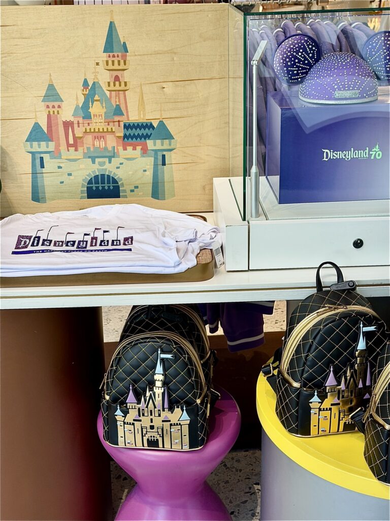 A picture of Disneyland's 70th Anniversary Castle Collection merchandise.