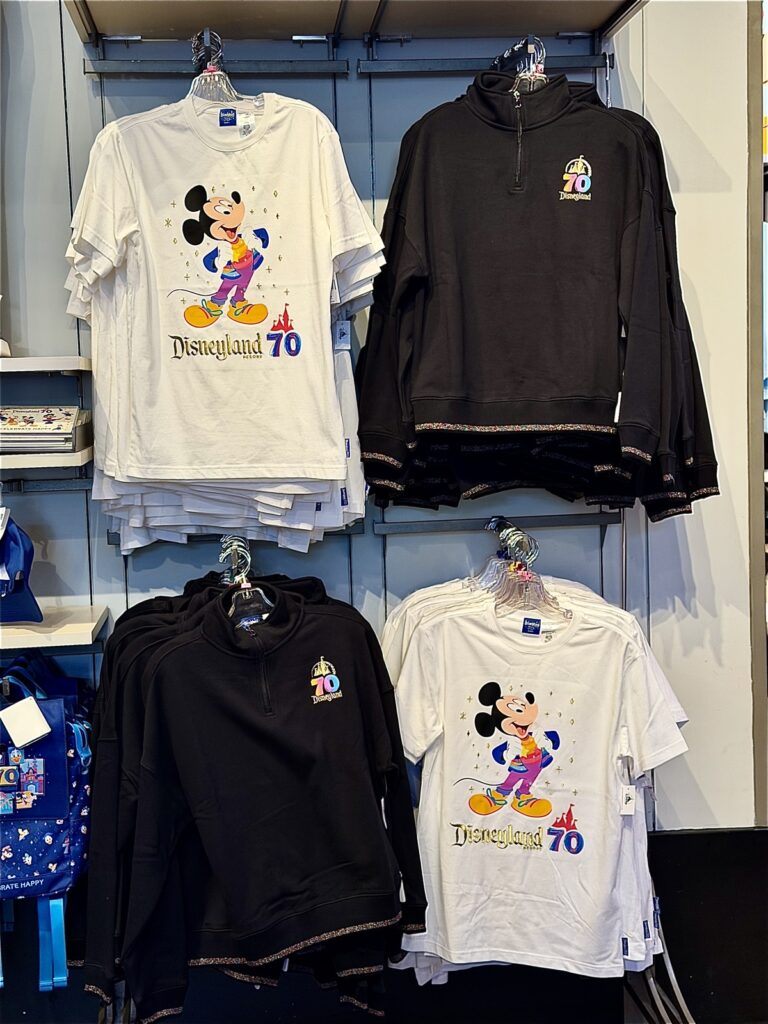 A picture of Disneyland's 70th Anniversary Celebration Collection merchandise.