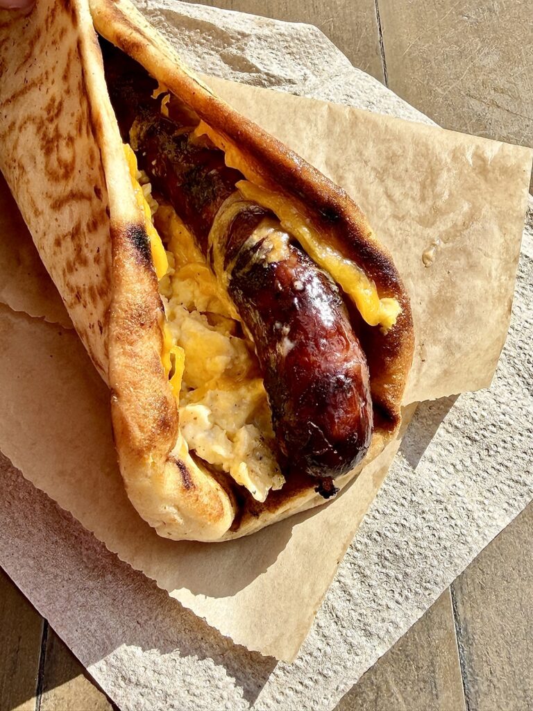 A picture of a breakfast Ronto Wrap from Ronto Roasters in Galaxy's Edge at Disneyland in Anaheim, California.