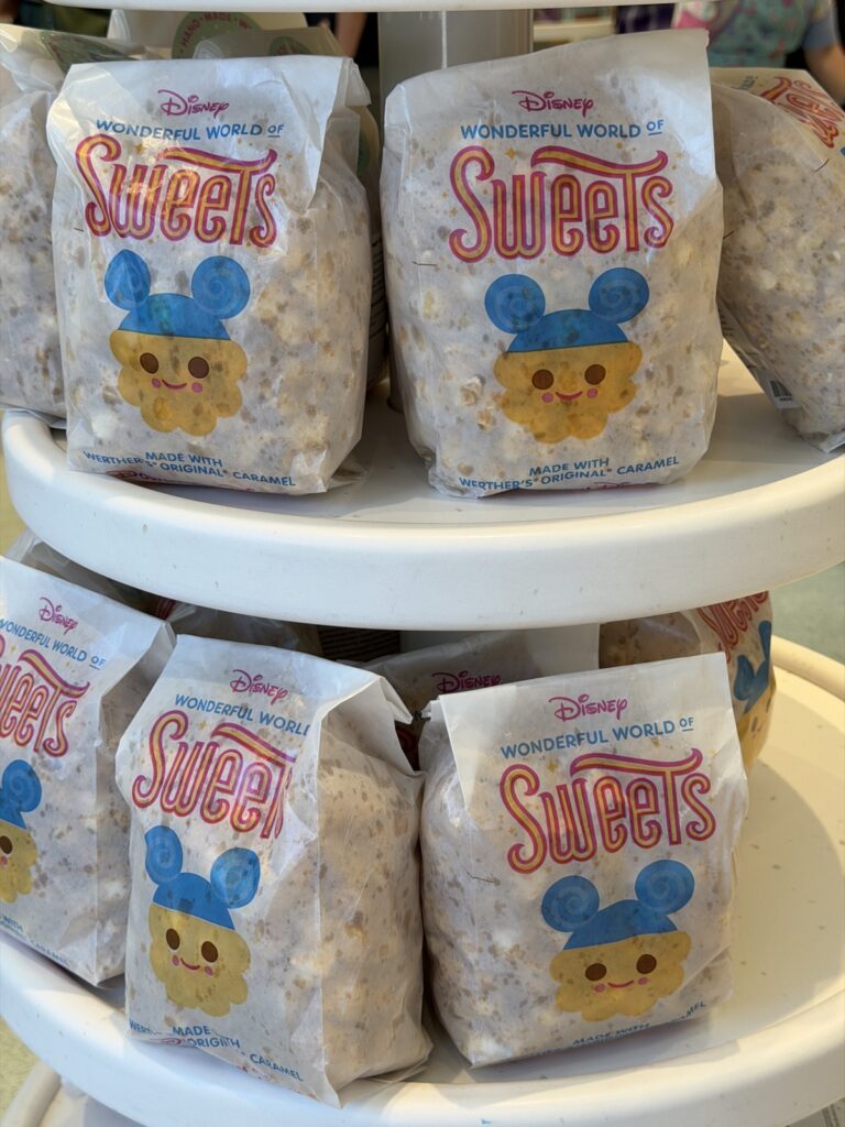 A picture of Werther's original caramel popcorn from the Wonderful World of Sweets in Downtown Disney Anaheim, California.