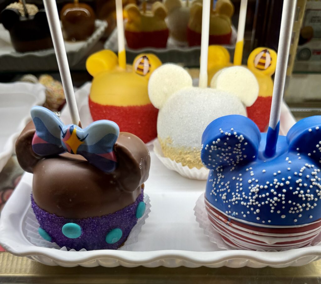 A picture of caramel apples from Pooh's Corner in Disneyland.